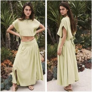 Free People 🆕 New Free People Sundown Skirt Set CELERY JUICE - Green 💚 sz smal